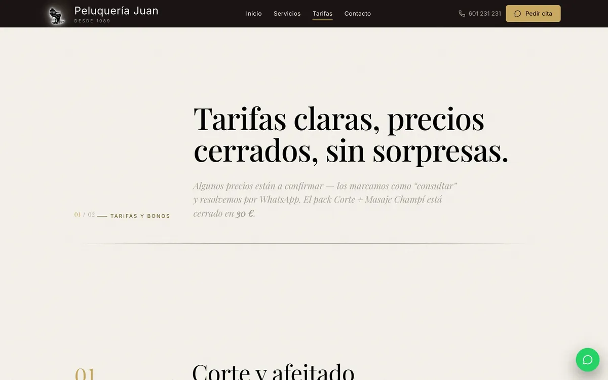 Tarifas — Escritorio